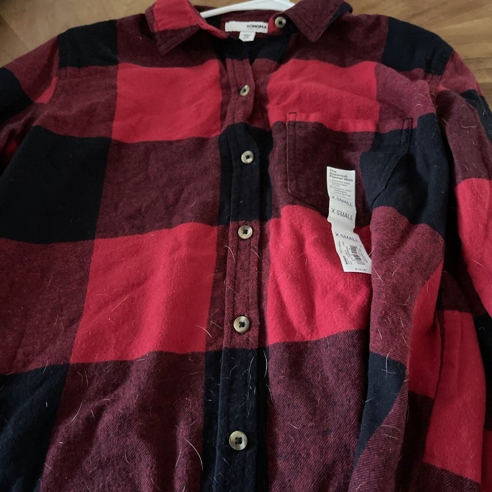 Sonoma Goodsā For Life Women's Supersoft Flannel Shirt Red &Black Plaid NWT XS